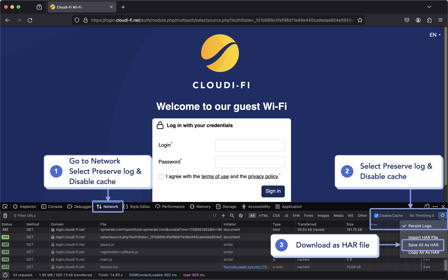 How to capture all the web requests in Firefox